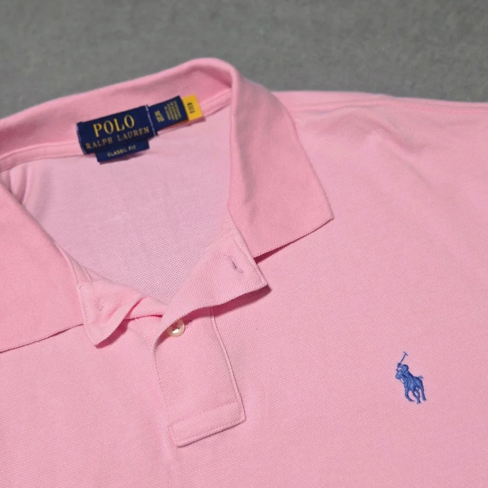 Polo Ralph Lauren Mens XL Classic Fit Pink Short Sleeve Pique Polo Shirt